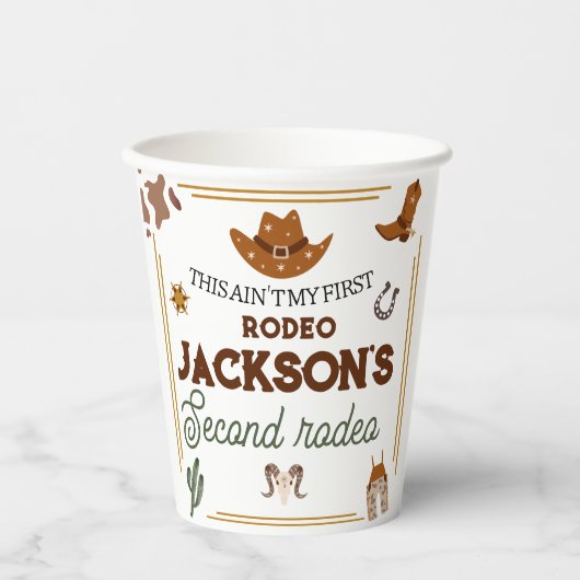 男の子は私の最初のロデオ・カウボーイの2番目の誕生日 紙コップ (正面)