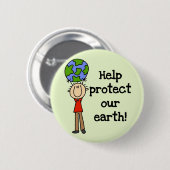 男の子は私達の地球のTシャツおよびギフトを保護します 缶バッジ (正面&裏面)