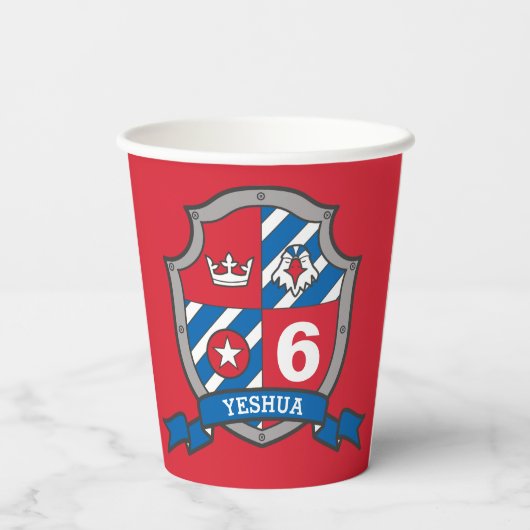 男の子は誕生日パーソナライズされたの赤い子パーティー  紙コップ (裏面)