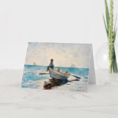 男の子はWinslow HomerによるDoryで、航海のファインアート カード (正面)