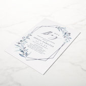 男の子ほこりっぽい緑のバラ金ゴールドベビーシャワー 箔招待状 (回転した状態)