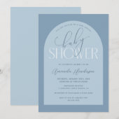 男の子ほこりっぽい青い赤ちゃんシャワー 招待状 (正面/裏面)