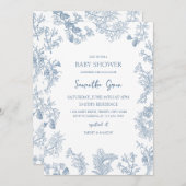 男の子ほこりっぽい青い陳腐な赤ちゃんシャワー 招待状 (正面/裏面)