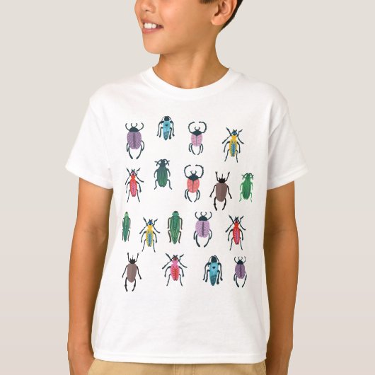 男の子または女の子のためのある幸せで多彩な昆虫 Tシャツ (正面)