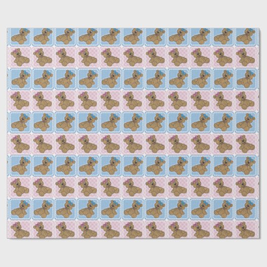 男の子または女の子のためのテディー・ベア ラッピングペーパー (フラット)