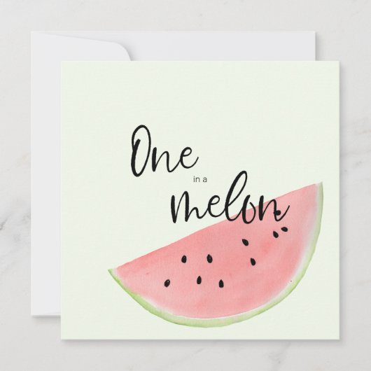 男の子または女の子のためのメロンファースト誕生日カードの1つ 招待状 (正面)