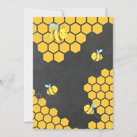 男の子または女の子のための小さい蜂の誕生日の招待状 招待状 (裏面)