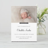 男の子または女の子のための白黒ベビーの発表 案内状 (スタンド正面)