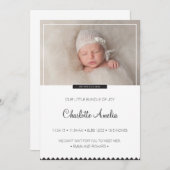 男の子または女の子のための白黒ベビーの発表 案内状 (正面/裏面)