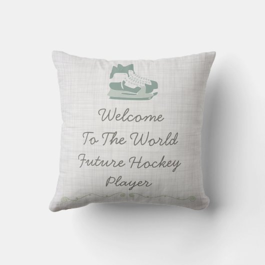 男の子または女の子のための誕生Statsの枕ホッケーのテーマ クッション (裏面)