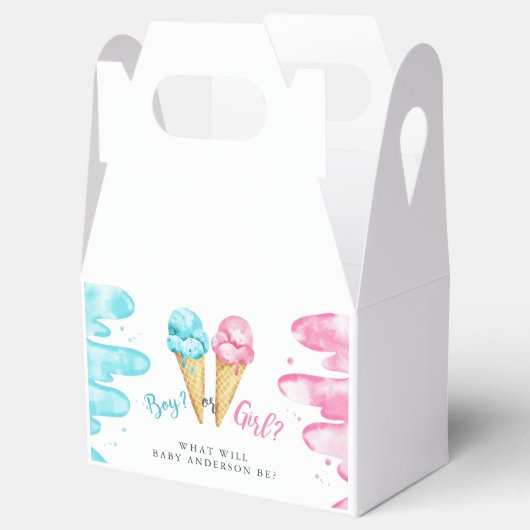 男の子または女の子のアイスクリーム性別を表示パーティー フェイバーボックス (オープン)