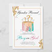 男の子または女の子のケーキ性別の表示 招待状 (正面)