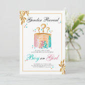 男の子または女の子のケーキ性別の表示 招待状 (スタンド正面)