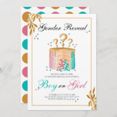 男の子または女の子のケーキ性別の表示 招待状 (正面/裏面)