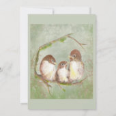 男の子または女の子のシャワー甘い小鳥の家族 招待状 (裏面)