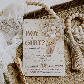 男の子または女の子のジェンダーがテディベアを明かす 招待状