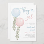 男の子または女の子のジェンダーが赤ちゃんのシャワーを明らかにする招待状 招待状 (正面/裏面)