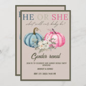 男の子または女の子のジェンダーリトルカボチャのパーティーを明かす 招待状 (正面/裏面)