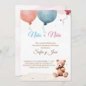 男の子または女の子のスペインの性別の表示招待状 招待状 (正面/裏面)