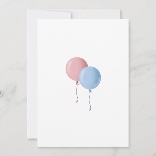 男の子または女の子のバルーン性別の表示パーティの招待状 招待状 (裏面)