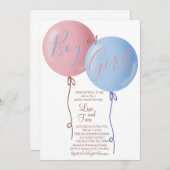 男の子または女の子のバルーン性別の表示パーティの招待状 招待状 (正面/裏面)