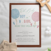 男の子または女の子のバルーン性別の表示パーティー 招待状