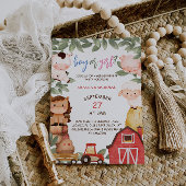 男の子または女の子のファーム動物の水の色の性別を明らかにする 招待状