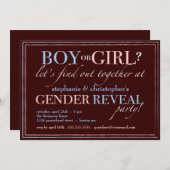 男の子または女の子のベビーの性エレガント別のパーティー 招待状 (正面/裏面)