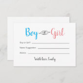 男の子または女の子のベビーの性別表示カード ノートカード (正面/裏面)