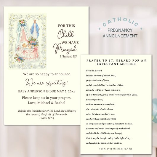 男の子または女の子のベビー妊娠発表 ノートカード