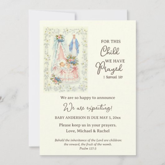 男の子または女の子のベビー妊娠発表 ノートカード (正面)