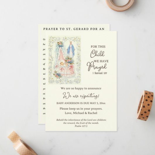 男の子または女の子のベビー妊娠発表 ノートカード (正面/裏面インサイチュ)