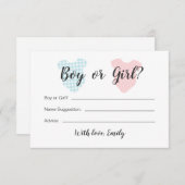 男の子または女の子のベビー性別リビールカード ノートカード (正面/裏面)