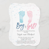 男の子または女の子のベビー足性別の表示 招待状 (正面/裏面)