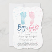 男の子または女の子のベビー足性別の表示 招待状 (正面)