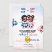 男の子または女の子のボクシング性別の表示 招待状 (正面)
