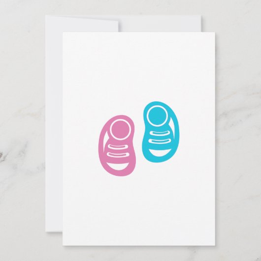 男の子または女の子の双子ジェンダーの表示パーティー 招待状 (裏面)