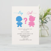 男の子または女の子の姿性別がパーティーを表示 招待状 (スタンド正面)