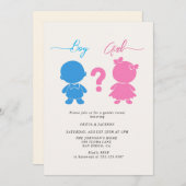男の子または女の子の姿性別がパーティーを表示 招待状 (正面/裏面)