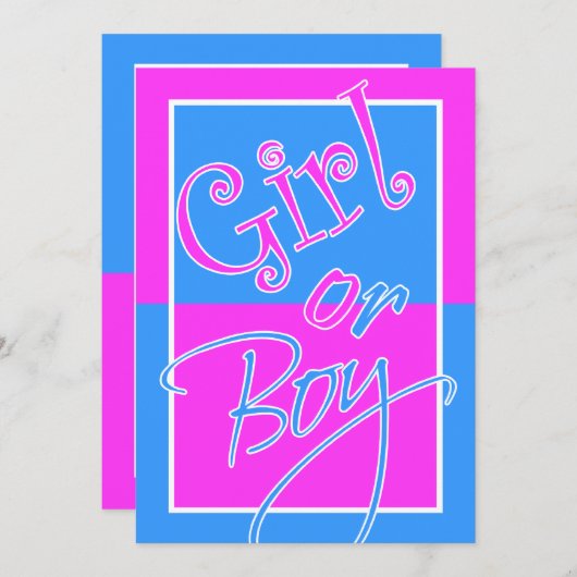 男の子または女の子の性はニュートラルを明らかにします 招待状 (正面/裏面)