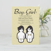 男の子または女の子の性はパーティの招待状を明らかにします 招待状 (スタンド正面)