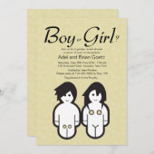 男の子または女の子の性はパーティの招待状を明らかにします 招待状 (正面/裏面)