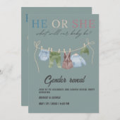 男の子または女の子の性別が明かすパーティー 招待状 (正面/裏面)