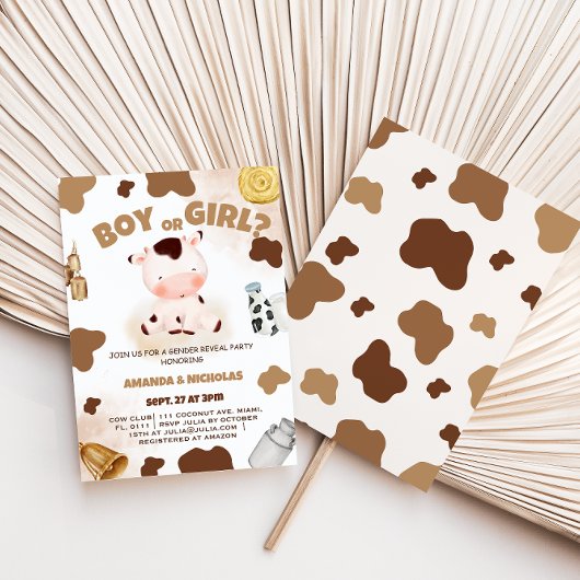 男の子または女の子の性別が牛のボー素朴ホを明かす 招待状