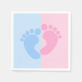 男の子または女の子の性別が赤ちゃんのシャワーを明らかにするベビー足 スタンダードカクテルナプキン (正面)