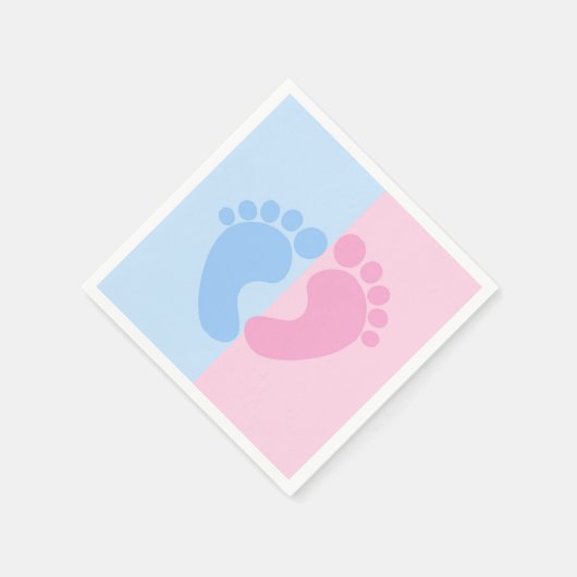 男の子または女の子の性別が赤ちゃんのシャワーを明らかにするベビー足 スタンダードカクテルナプキン (角)