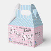 男の子または女の子の性別の表示パーティー フェイバーボックス (裏面サイド)