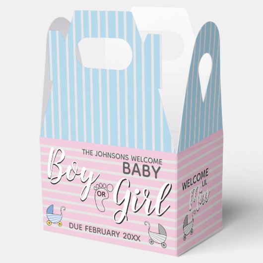 男の子または女の子の性別の表示パーティー フェイバーボックス (オープン)