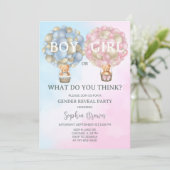 男の子または女の子の性別の表示パーティー 招待状 (スタンド正面)