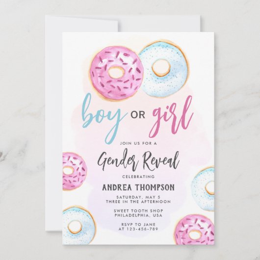 男の子または女の子の性別の表示 招待状 (正面)